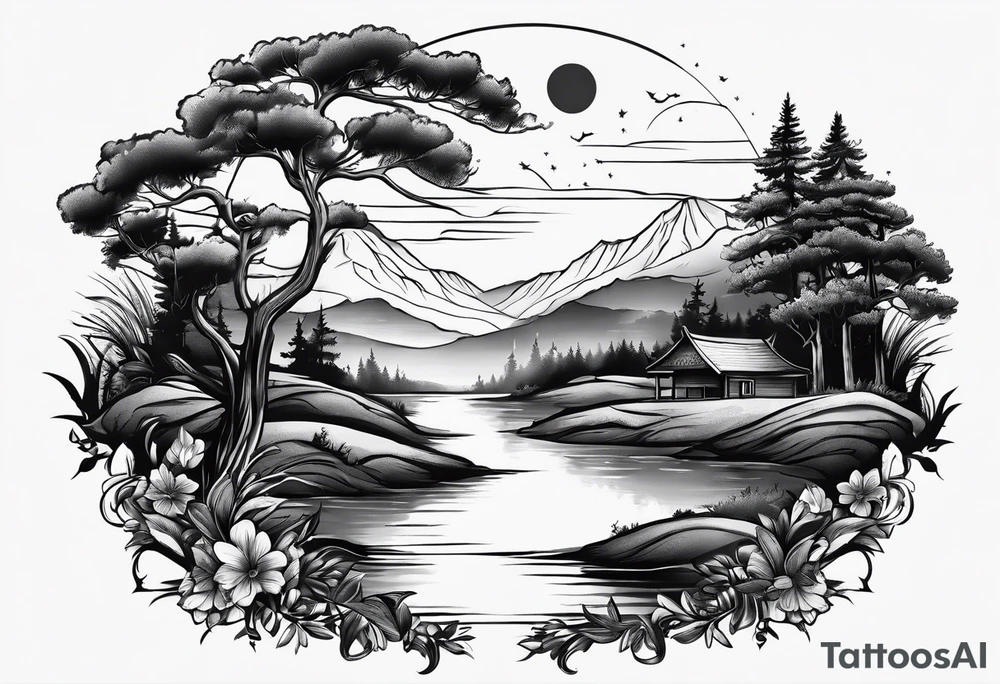 romantic scenery tattoo idea