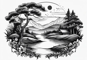 romantic scenery tattoo idea