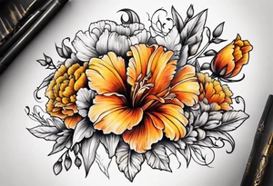 Marigold and gladiolus tattoo idea