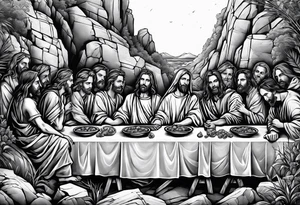jesus at the last supper on a cliff tattoo idea