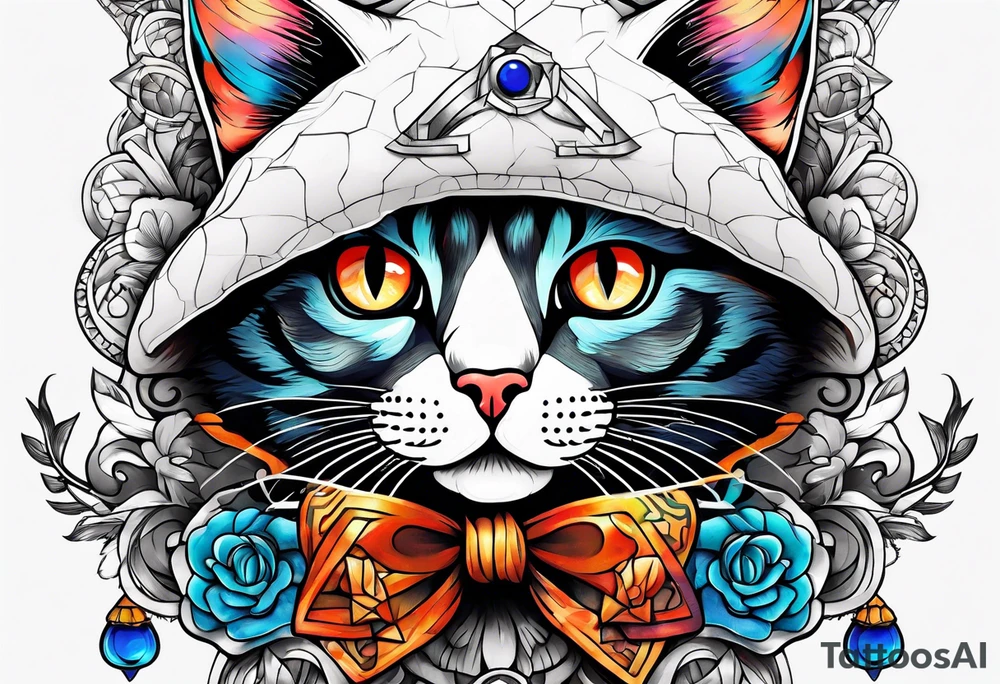 Third eye cat mushrooms tattoo idea