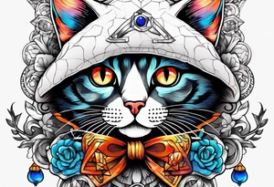 Third eye cat mushrooms tattoo idea