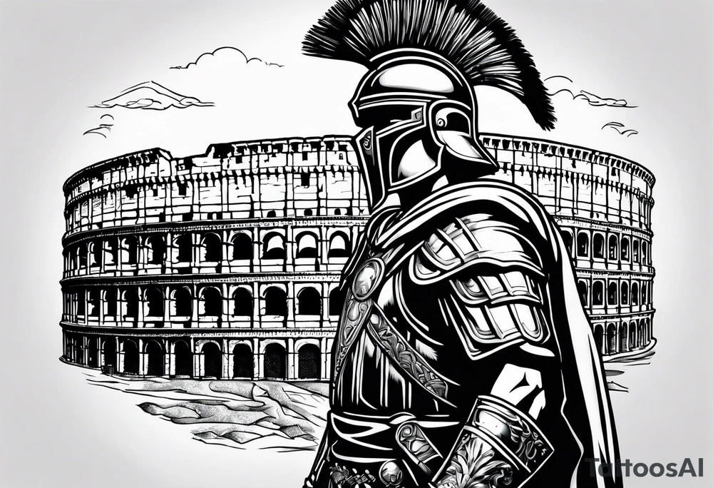 Roman soldier colosseum in background tattoo idea