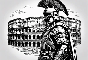 Roman soldier colosseum in background tattoo idea