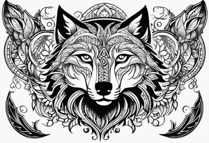 strength, pisces, small, nuanced, wolf, cute tattoo idea