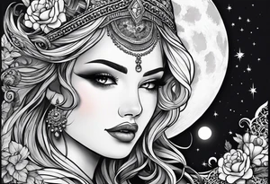 under boob  moon and lace tattoo idea