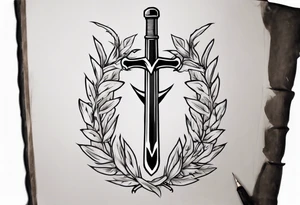 simple memorial tattoo using "13" , laurel leaves and a sword tattoo idea