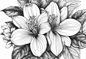 Platycodon grandiflorus with leaf and stalk with shading tattoo idea