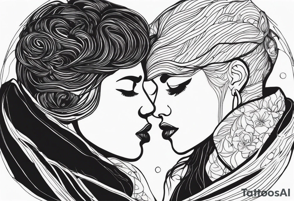 Two person kissing tattoo idea