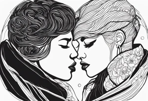 Two person kissing tattoo idea