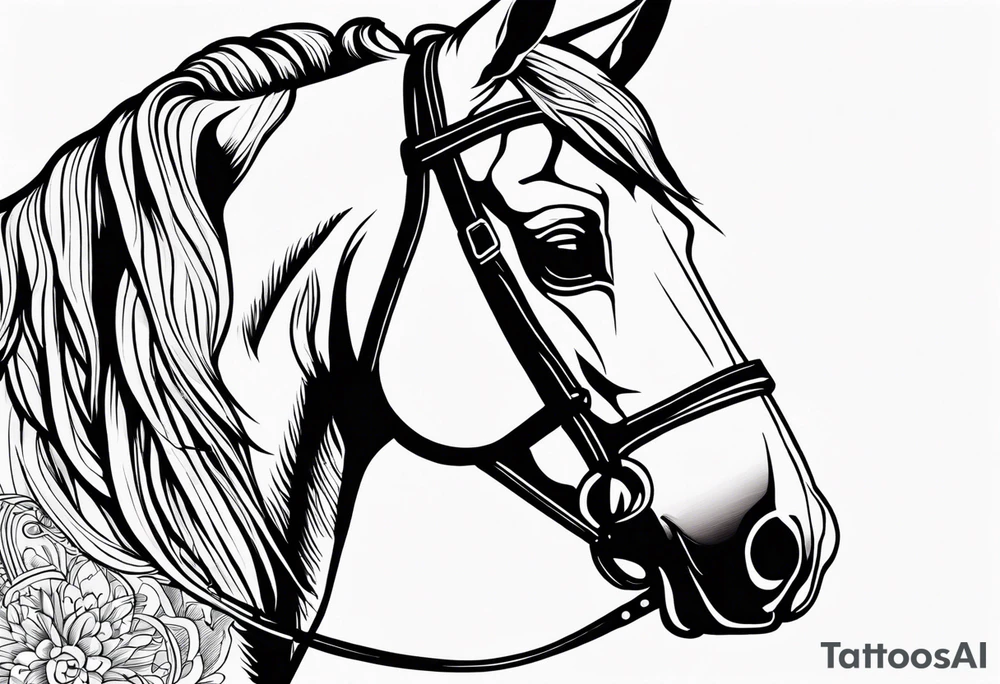 Horse portrait no shading tattoo idea
