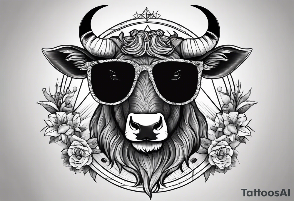 capricorn with sunglasses and shotgun tattoo idea