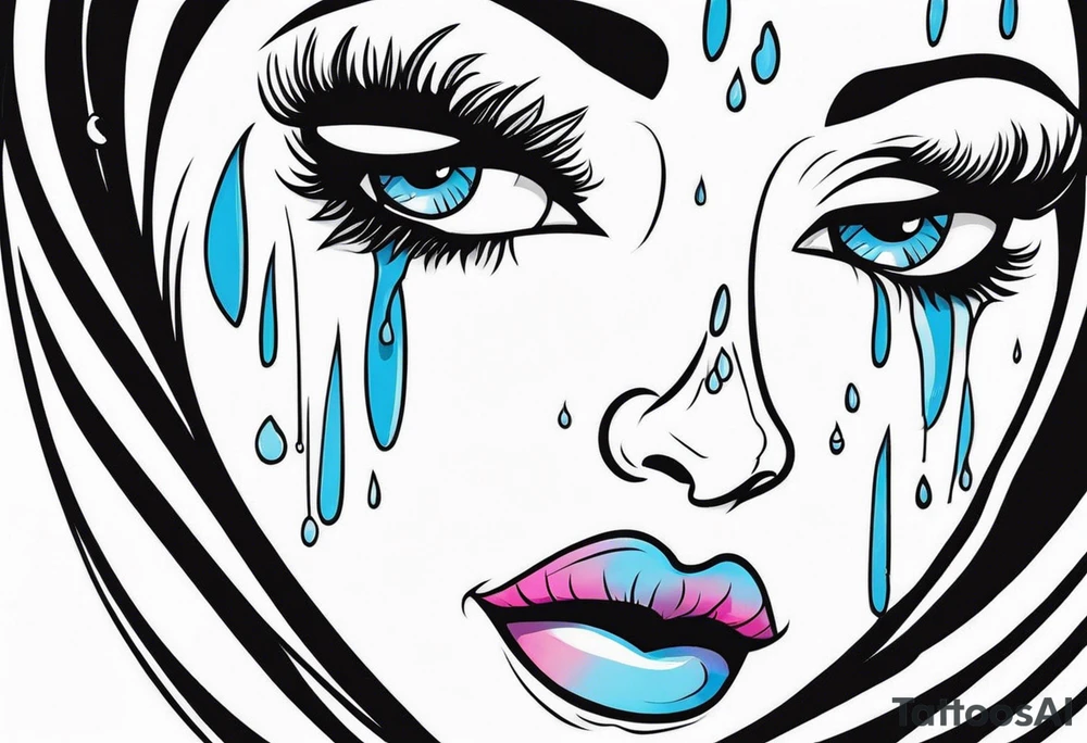 crying face with tears tattoo idea