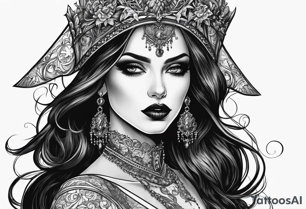 Gothic vampire lady tattoo idea