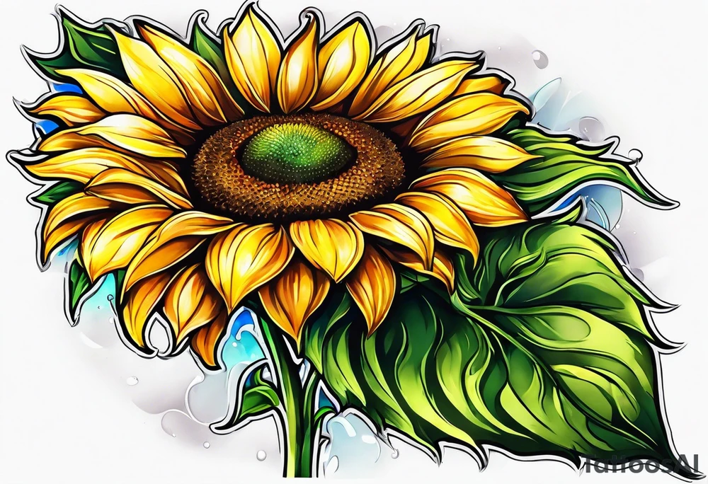 Colorful sunflower arm sleeve tattoo idea
