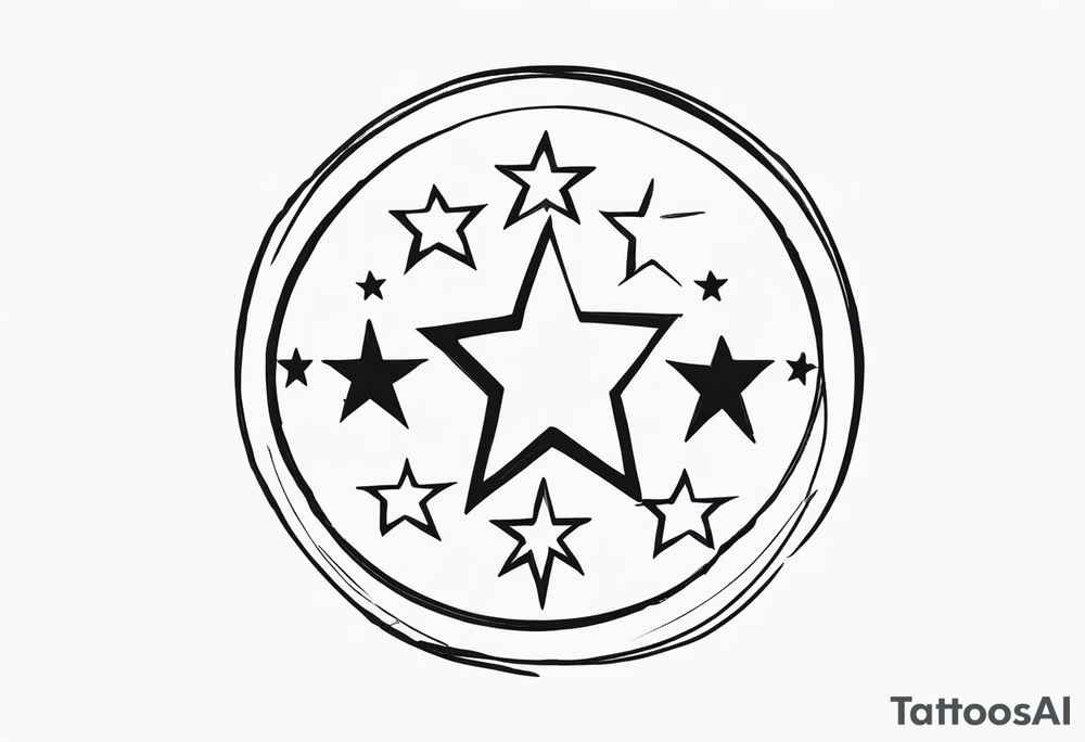 Five  stars two big three small in a circle tattoo idea