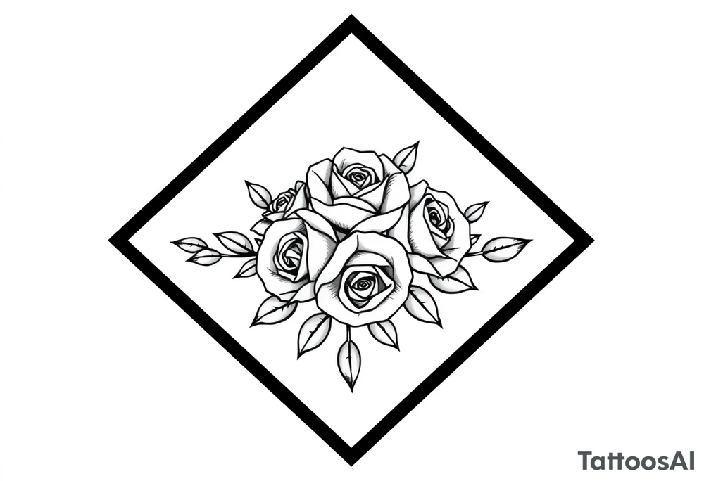 Small Roses filling up the inside of an lateral diamond shape tattoo idea