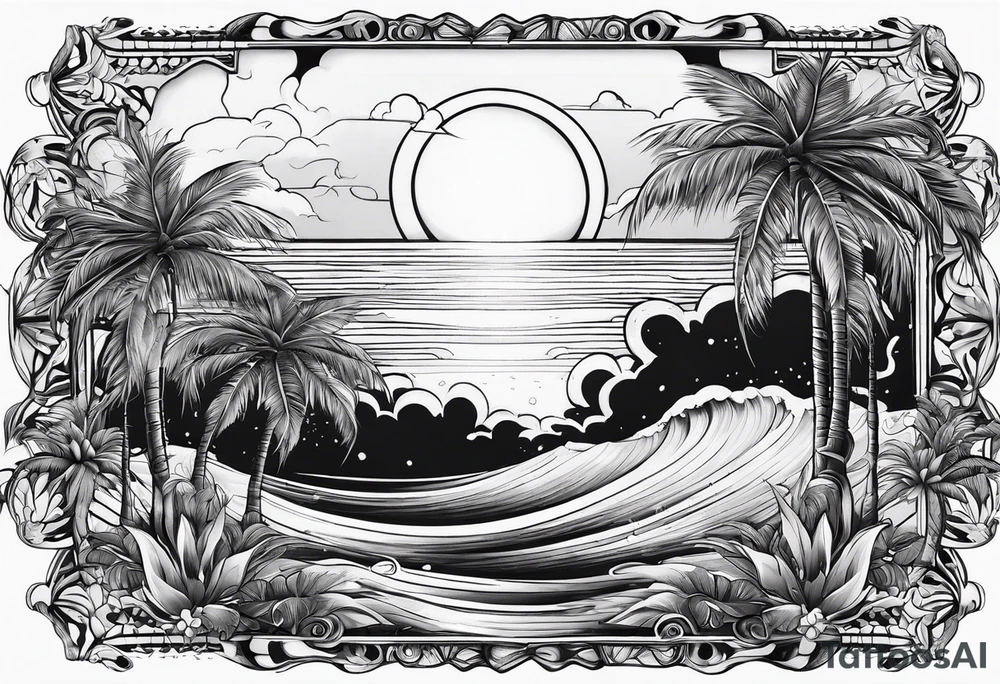 palm tree sleeve tattoo idea