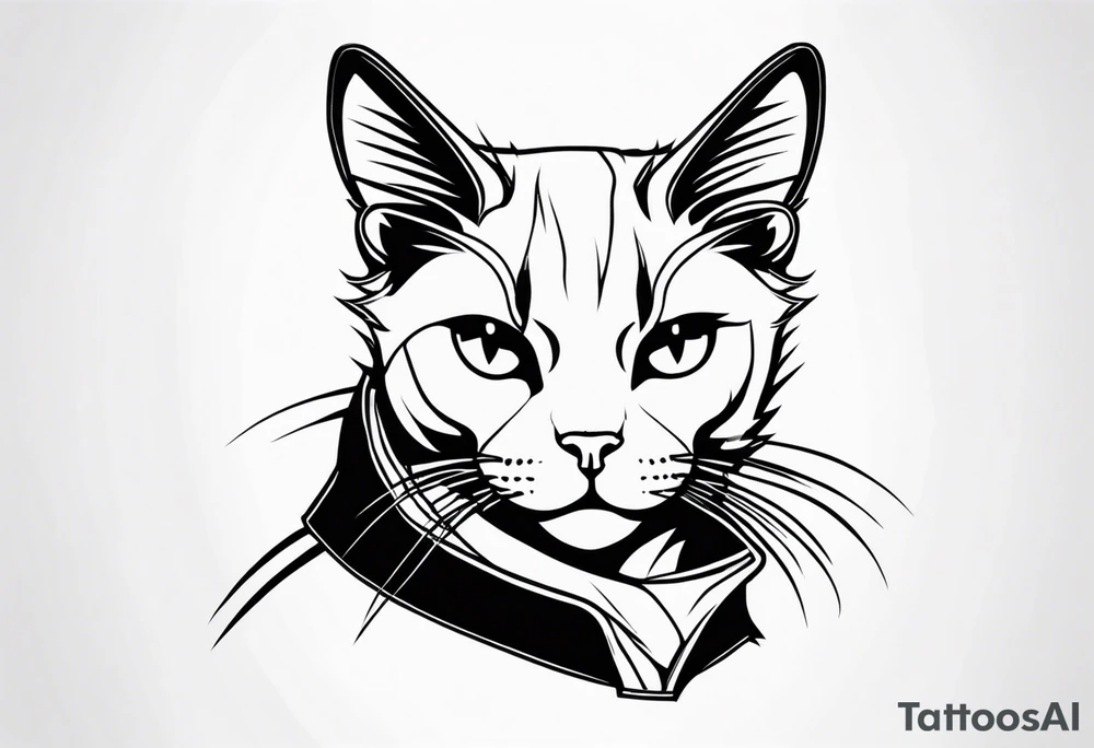 Edgy cat portrait with a spiked collar tattoo idea