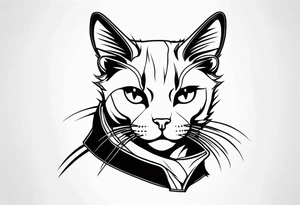 Edgy cat portrait with a spiked collar tattoo idea