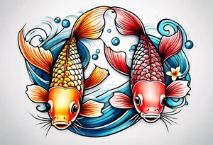 2 Pez koi en forma del símbolo ying yang tattoo idea