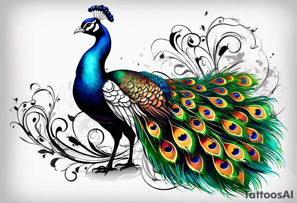 Peacock music tattoo idea