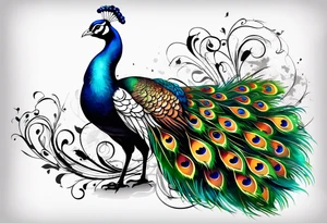 Peacock music tattoo idea