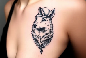Wolf wearing a sheep like a costume with the sheep's head as a hat tattoo idea