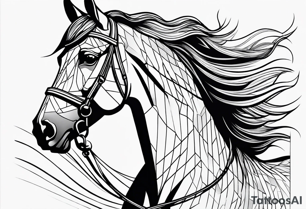 Horse drawn using simple lines tattoo idea