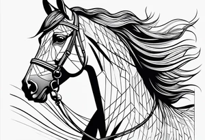 Horse drawn using simple lines tattoo idea