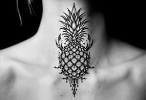 pineapple with diamonds  and magestic, crown, vagina, anus, pubic tattoo idea