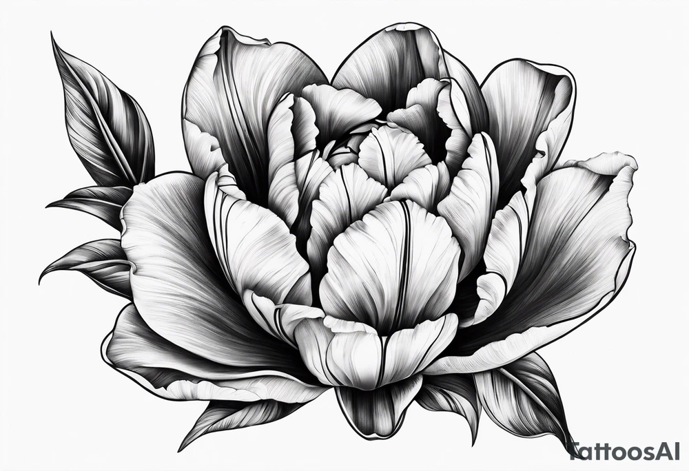 Classic Tulip flower with music note on the stem tattoo idea
