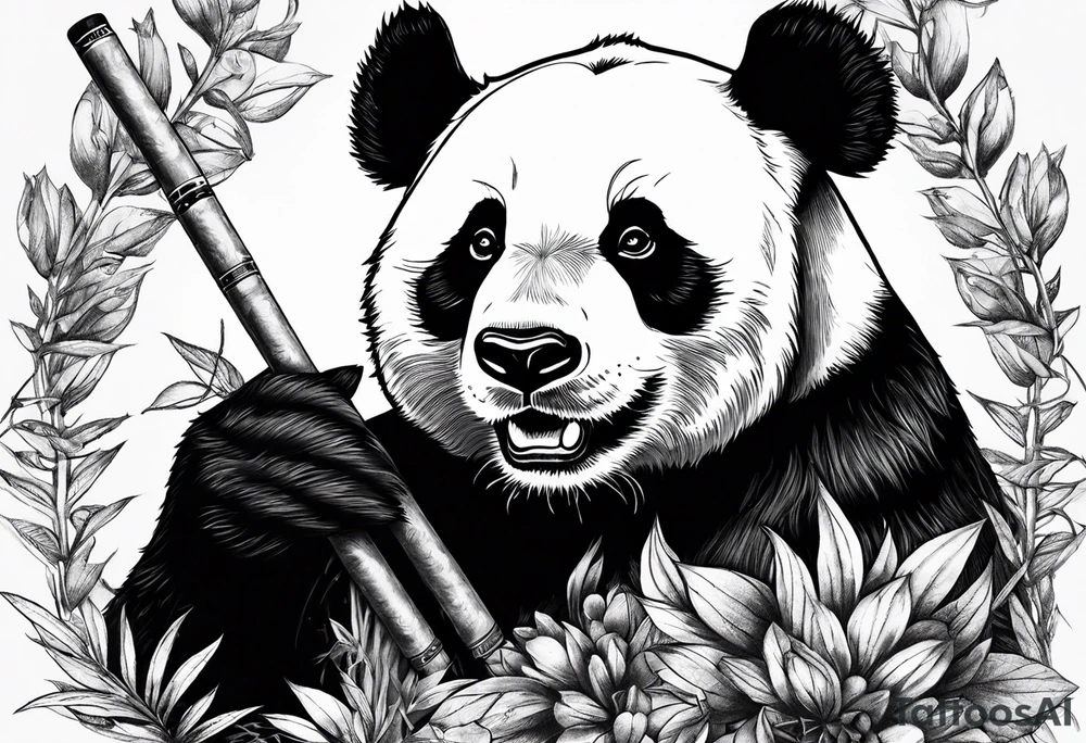 Panda fumando cigarro tattoo idea