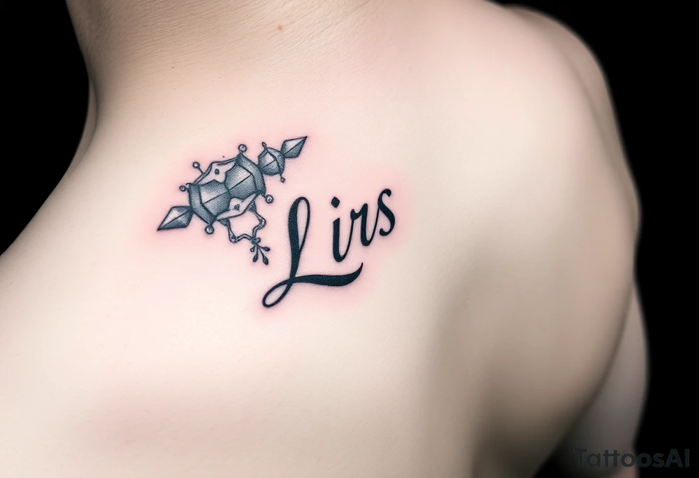 Feminine lkiss mark tattooed on the neck with the initials lrs beside it tattoo idea