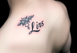 Feminine lkiss mark tattooed on the neck with the initials lrs beside it tattoo idea
