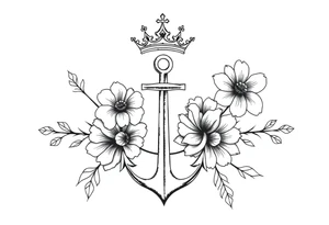 detailed beautiful gothic boho flowers with gorgeous crown and anchor tattoo idea
