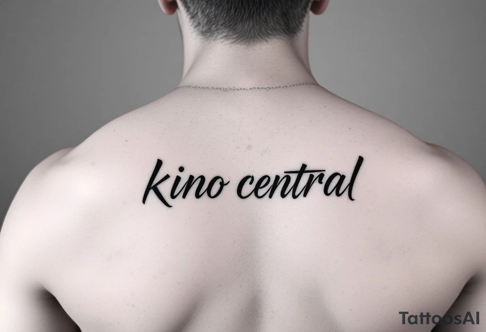 Forearm tattoo with the words kino central tattoo idea