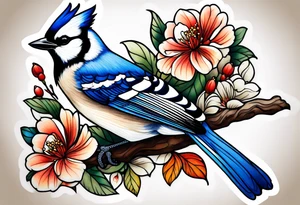 Majestic bluejay tattoo idea