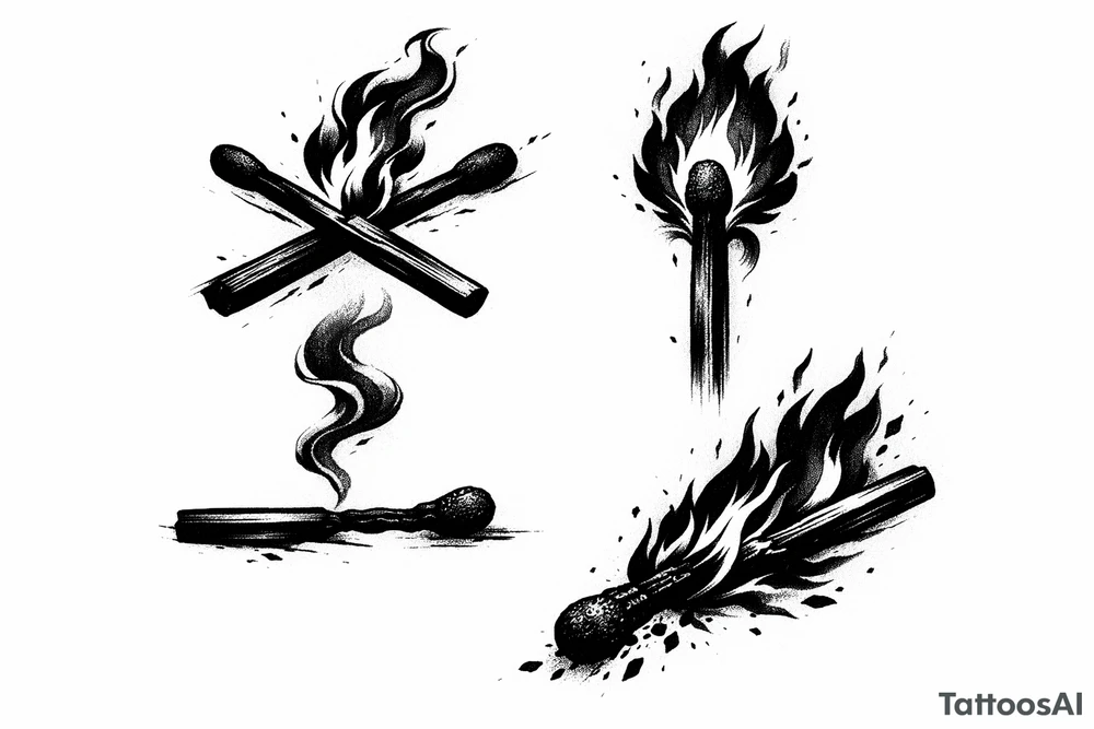burning matchsticks tattoo tattoo idea