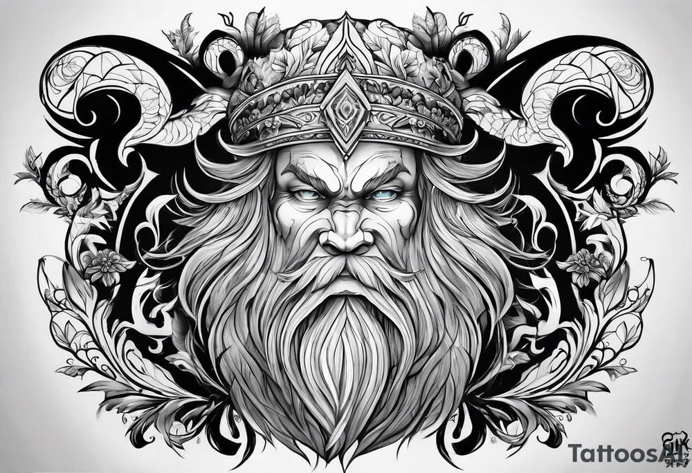 Leshy with gzhel tattoo idea