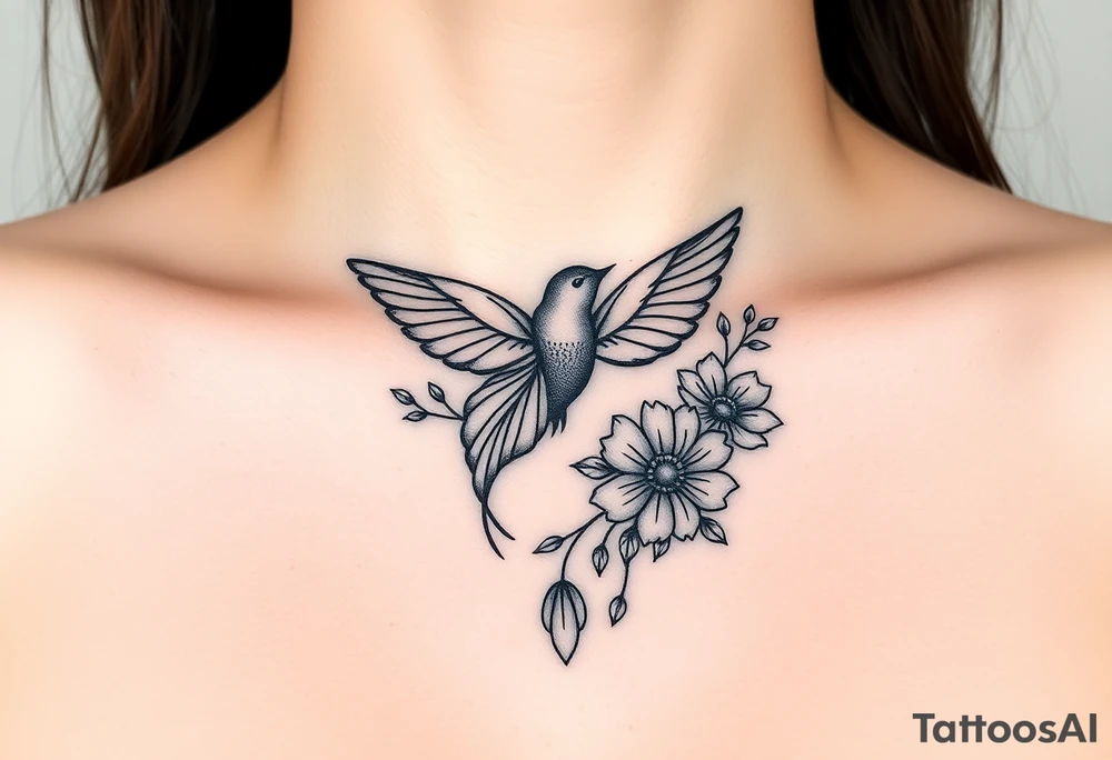 Je veux un tatouage underboobs délicat et ornemental. Il doit représenter ma renaissance après une dépression post-partum, avec des éléments à la fois féminins, naturels et profondément symboliques. Le coquelicot est central pour moi, entouré d’un papillon, de fleurs de cerisier et de feuillages fins. L’ensemble doit exprimer ma force douce, ma fragilité assumée, et ma métamorphose personnelle. tattoo idea