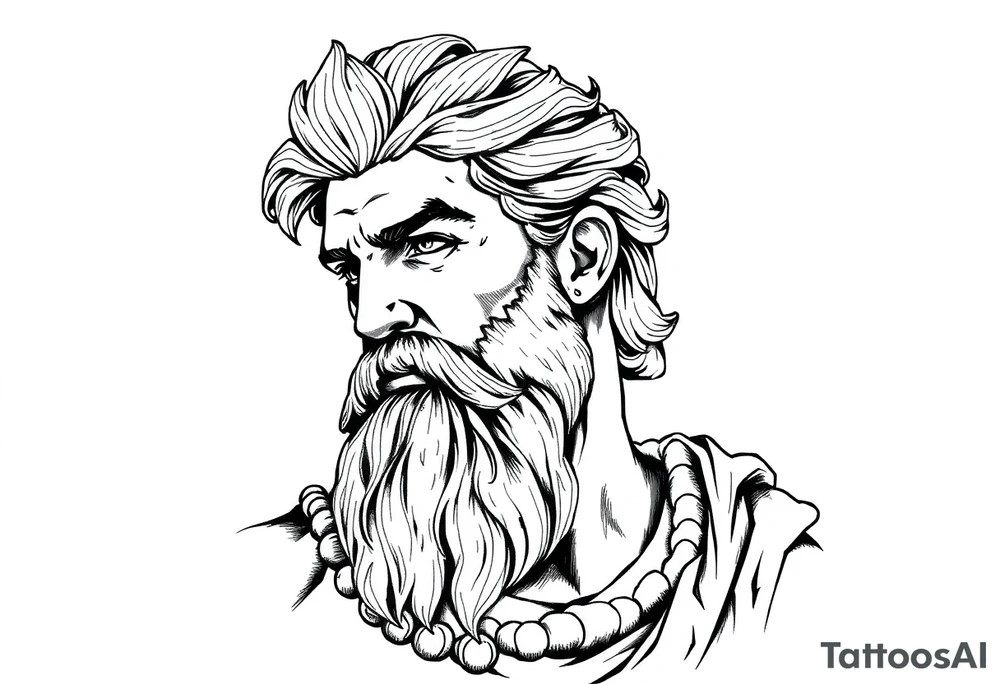 GREEK GOD LOOKING OVER HIS EMPIRE tattoo idea