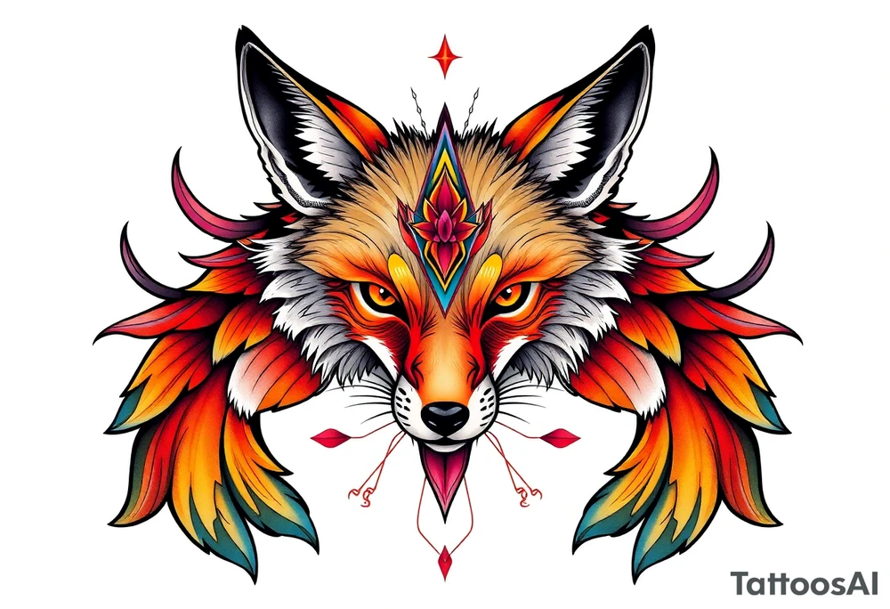 symmetrical adult fox tattoo idea
