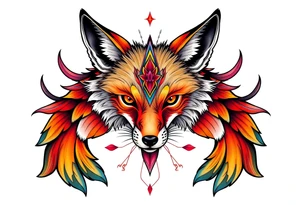 symmetrical adult fox tattoo idea