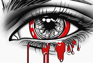 Bleeding tear draining to down from red eye tattoo design model tattoo idea