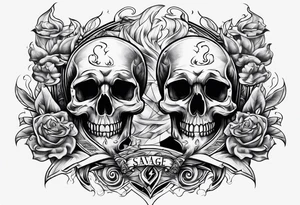 Savage letters smoking skulls money flames tattoo idea