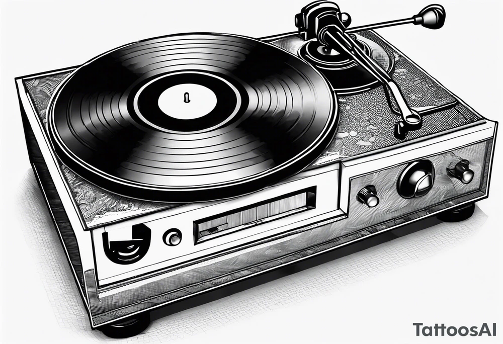 Recordplayer finline art minimalistic 2D tattoo idea
