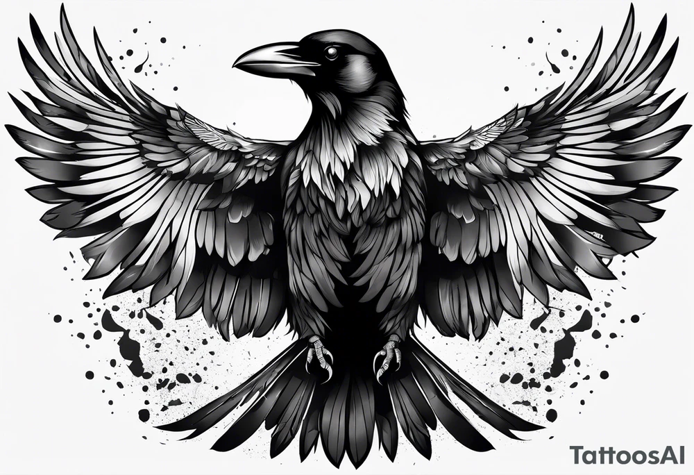 crow with open wings tattoo idea