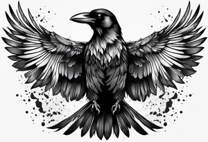 crow with open wings tattoo idea