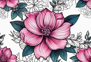 Pink flowers with dott pattern tattoo idea